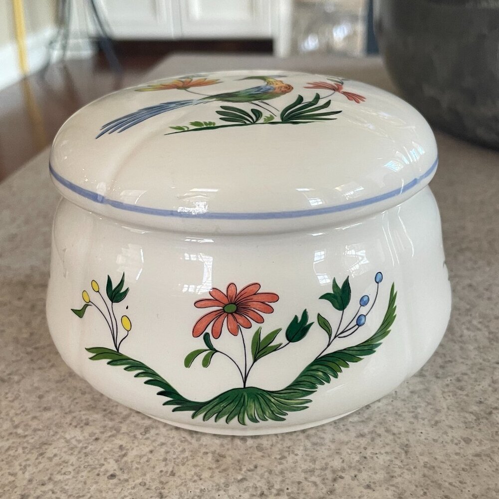 RARE Vtg. Gien Birds of Paradise Candy Trinket Box France
